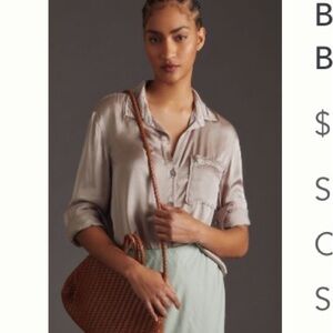 Anthropologie button down satin top